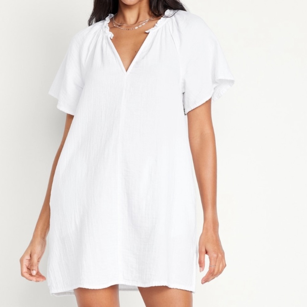 Crinkle Gauze Mini Swing Dress